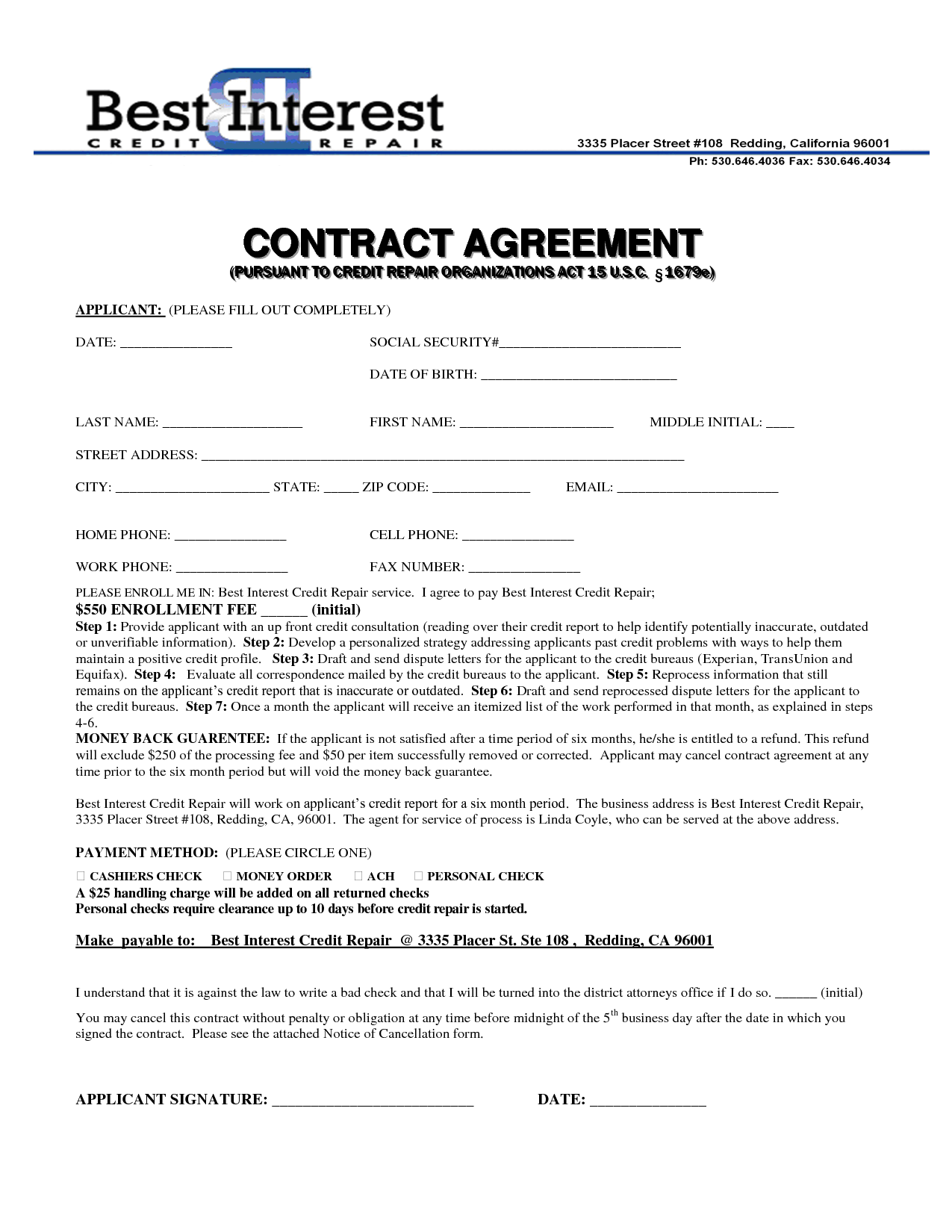 Credit Repair Contract